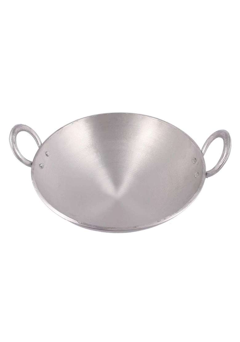 SHIFA CRAFT Aluminium Kadhai Wok DEEP Fry Kadai with Handle | 3 L | 3.2 Qt - Indya