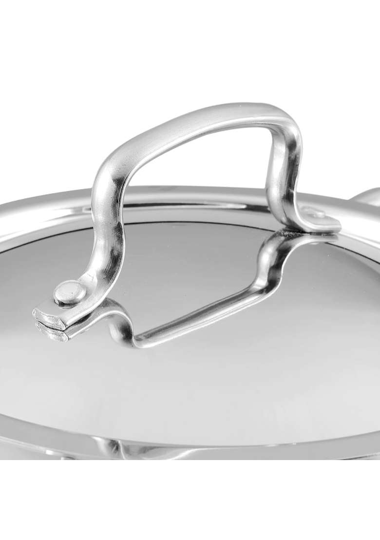 Vinod Platinum Triply Stainless Steel Extra Deep Kadai Wok | 30 cm | 11.8 Inch | Induction Compatible - Indya
