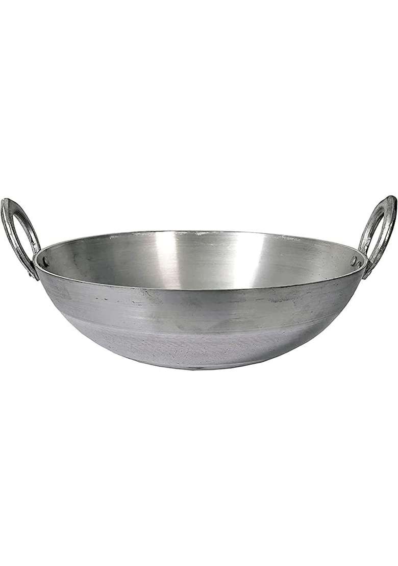 Tannu Craft Aluminium Kadhai Wok Premium Range of Aluminum Kadhai Deep Kadai | Non-Stick - Indya