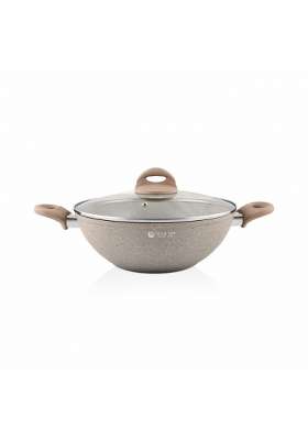 Shri and Sam Rockline Aluminium Kadhai Wok with Lid | 3 L | 3.2 Qt | 28 cm | 11 Inch