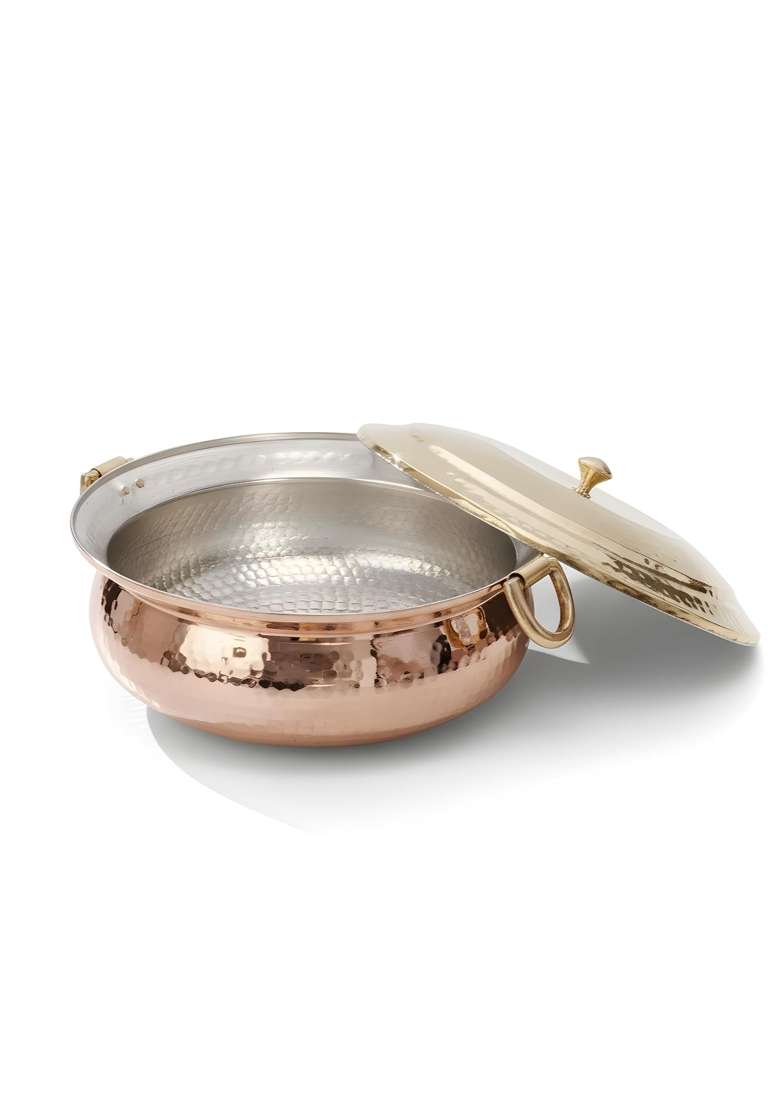 P-TAL P TAL Copper Hammered Lagaan | 4 L | 4.2 Qt | Tin Lined Kalai - Indya