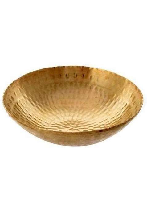 RewariCraft Brass Hammered Pital Kadai Wok Without Handle | 3000 ml | 101.4 fl oz