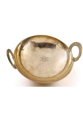 Yadav Craft Brass Kadai Wok Golden Pure Brass Kadhai | 1200 ml | 40.6 fl oz
