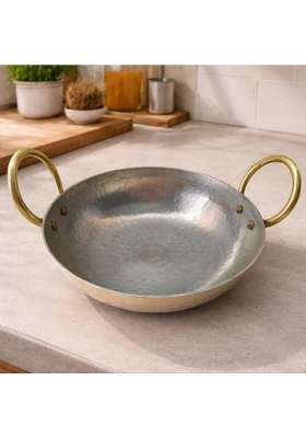 ANYRA'S TROVE Pure Brass Kadai Wok with Kalai | 1.5 L | 1.6 Qt | Handcrafted