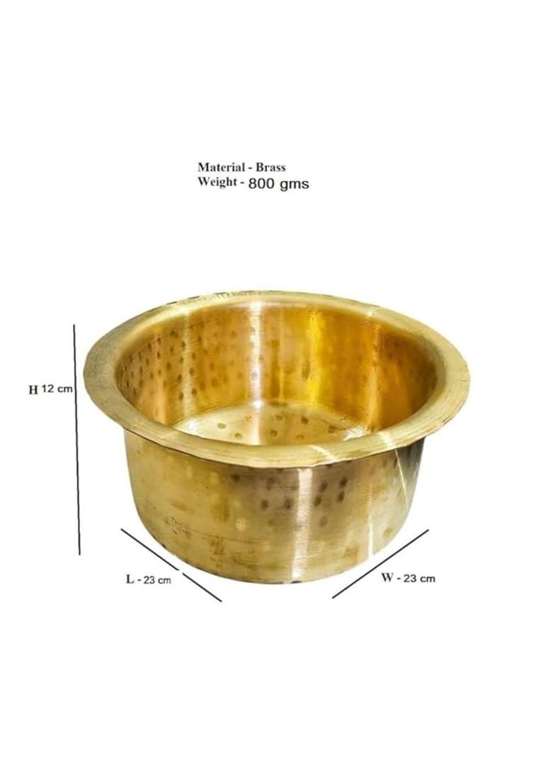 MORADABAD BRASS VILLA Brass Patila Cooking Pot for Cooking | 2 L | 2.1 Qt | Heavy Bottom | Hammered Finish - Indya