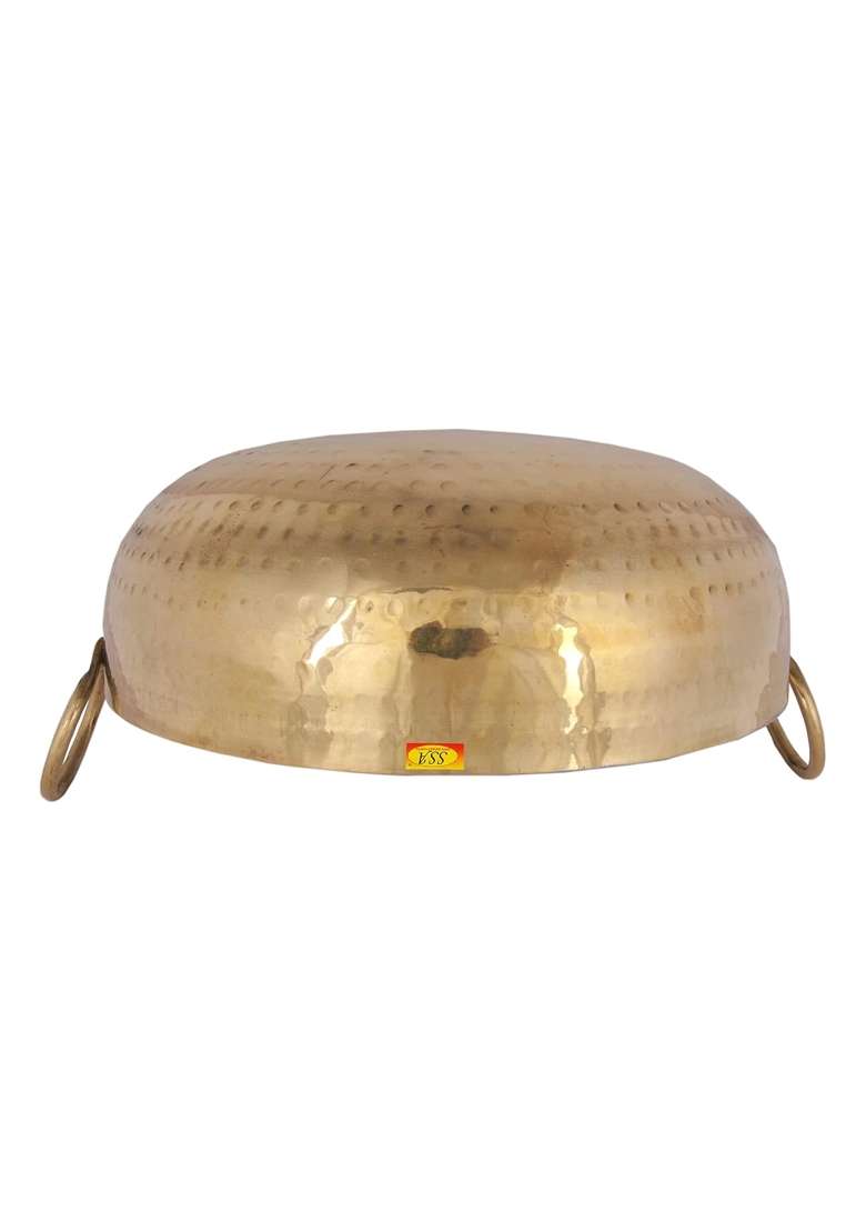 SHIV SHAKTI ARTS Brass Classic Kadhai Wok with Brass Handle and Inner Kalai Tin Plated | 1.5 L | 1.6 Qt - Indya