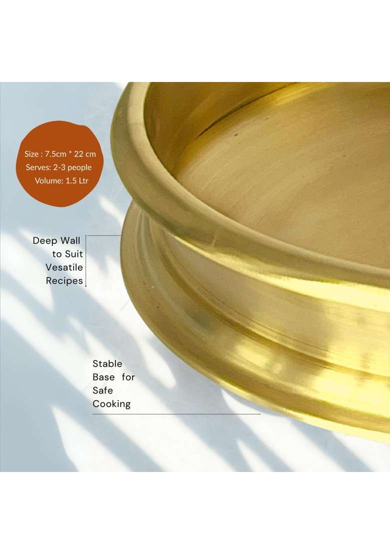 NUTRION Bronze Cooking Urli Uruli | 1.8 L | 1.9 Qt | 22 cm | 8.7 Inch - Indya