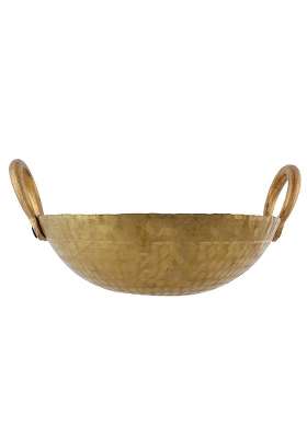 Yadav Craft Heavy Weight Brass Kadhai Wok Kadai with Hanadle | 2500 ml | 84.5 fl oz | 3.5 Inch