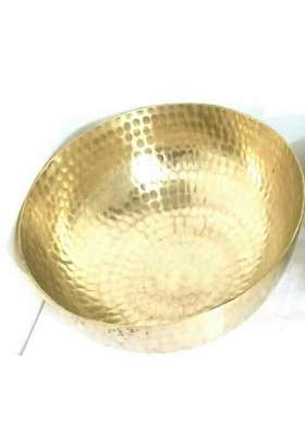 JGS Brass Kadhai Wok Without Handle | 2 L | 2.1 Qt | 25 cm | 9.8 Inch | Non-Toxic | Handcrafted | Hammered Finish