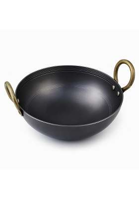 Ameraempire Heavy Duty Iron Deep Kadai Wok | 1 L | 1.1 Qt