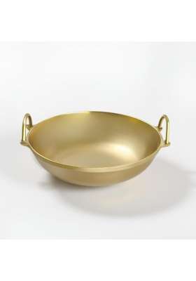 NUTRION Pure Bronze Kadai Wok | 3 L | 3.2 Qt | 24 cm | 9.4 Inch | Heavy Bottom | Non-Toxic | Tin Lined Kalai | Handcrafted