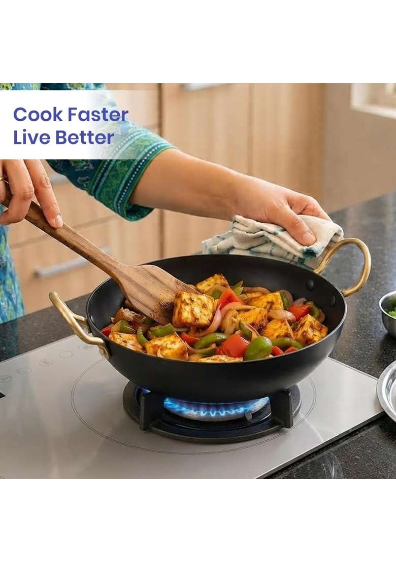 DOZY Iron Kadhai Wok with Tadka Pan Set - Indya