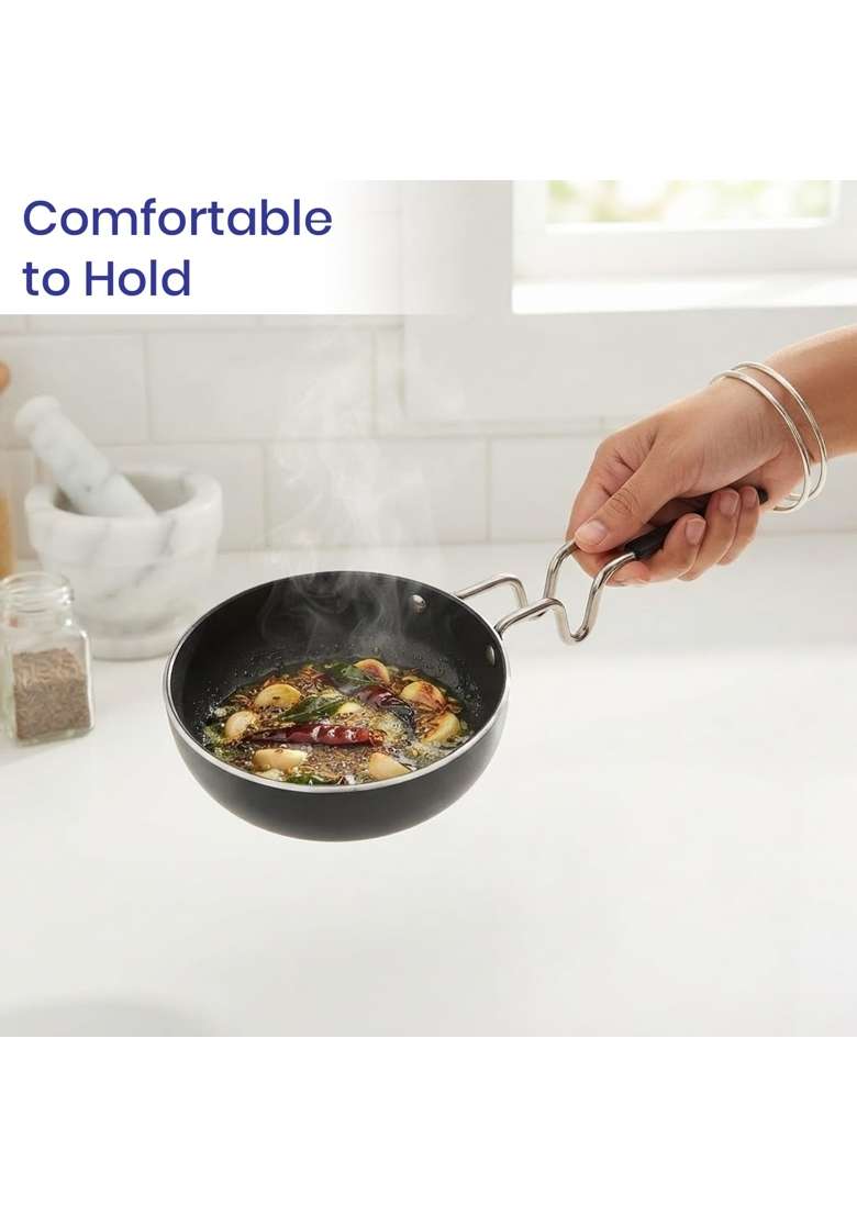 DOZY Iron Kadhai Wok and Tadka Pan Combo - Indya
