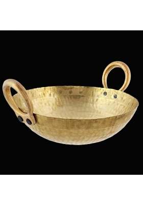 SHAAN mfg. Pure Brass Bronze Kadai Wok Traditional Cooking Pot with Health-Boosting | 4.5 L | 4.8 Qt | 30 cm | 11.8 Inch