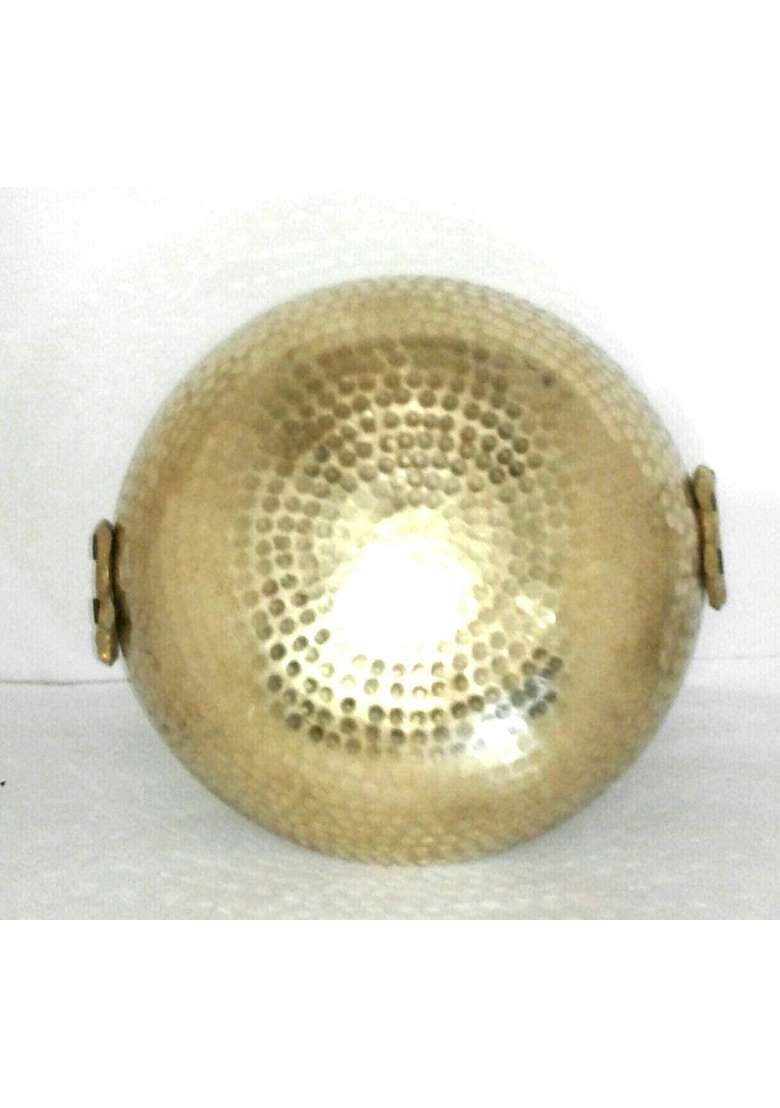 RJ kitchenware Store Brass Hammered Kadhai Wok for Cooking Serving Pital Kadhai Pital Kadai | 6000 ml | 202.9 fl oz - Indya