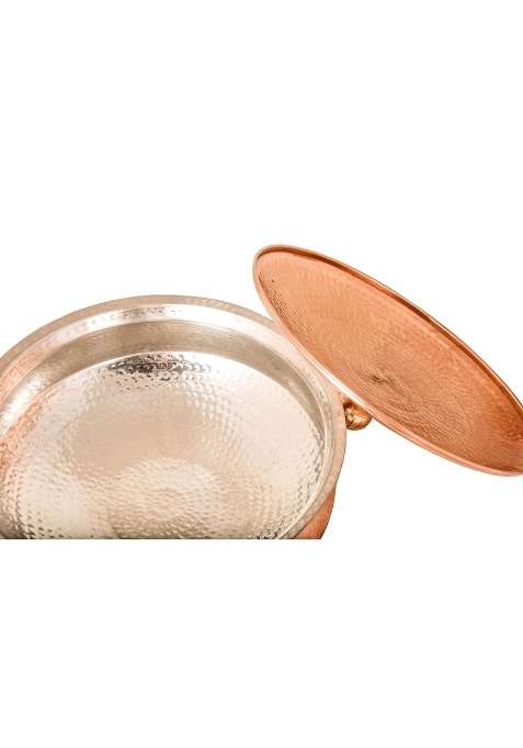SHIV SHAKTI ARTS Brass Lagan Handi Cooking Pot with Lid Hammered | 3.5 L | 3.7 Qt | Non-Toxic | Tin Lined Kalai