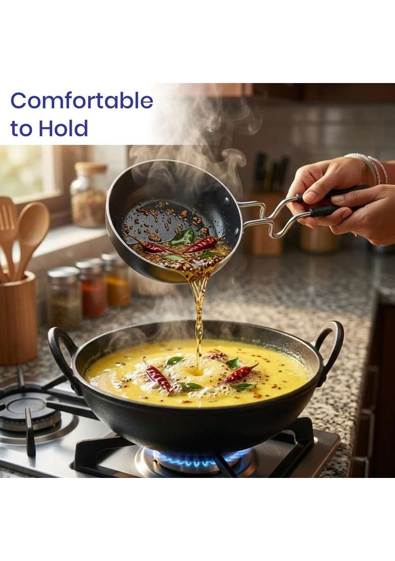 DOZY Pre-Seasoned Iron Kadhai Wok and Tadka Pan Set - Indya