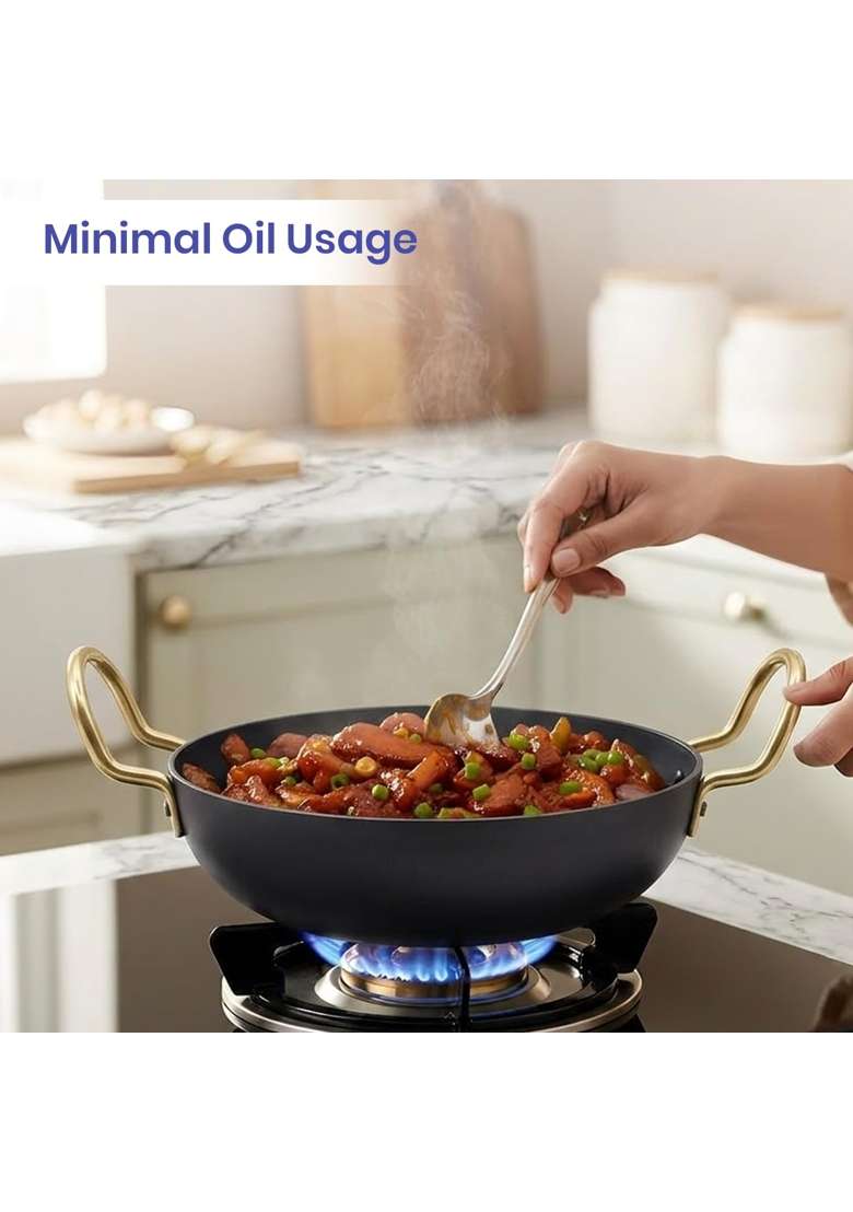 DOZY Pre-Seasoned Iron Kadhai Wok and Tadka Pan Set - Indya