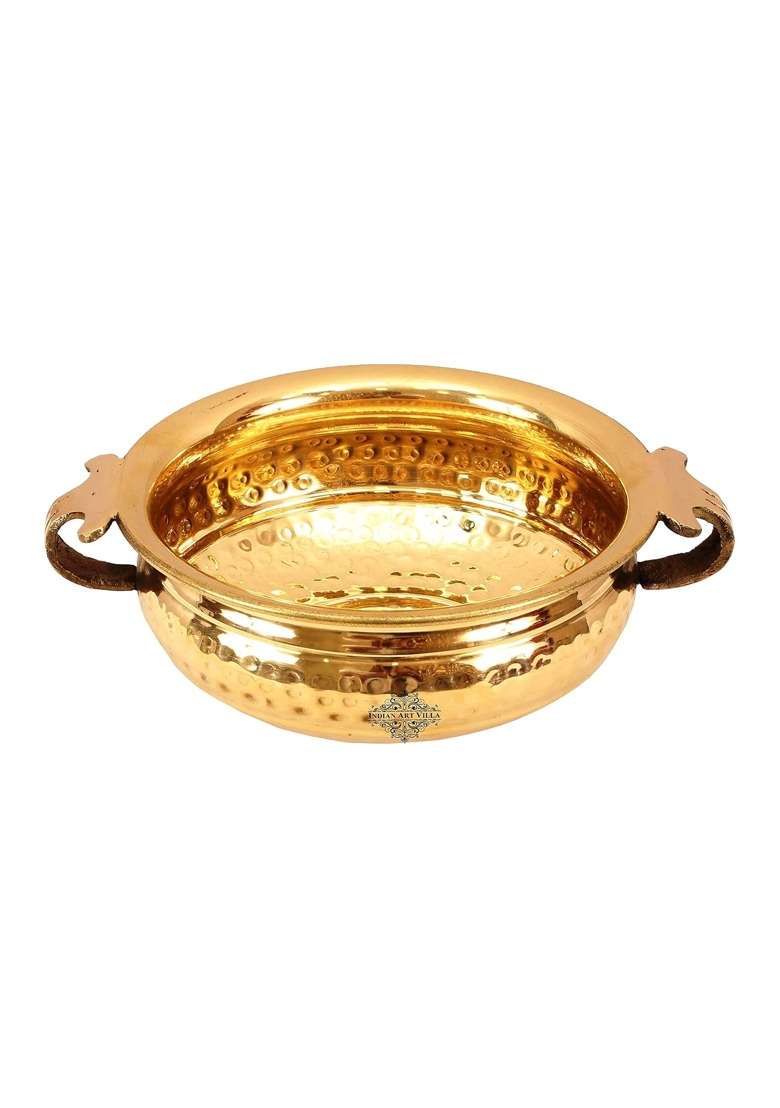 INDIAN ART VILLA Pure Brass Hammered Design Urli Decorative Bowl | 900 ml | 30.4 fl oz | 6 Inch - Indya