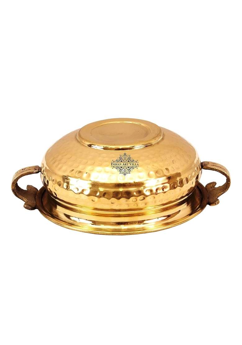 INDIAN ART VILLA Pure Brass Hammered Design Urli Decorative Bowl | 900 ml | 30.4 fl oz | 6 Inch - Indya