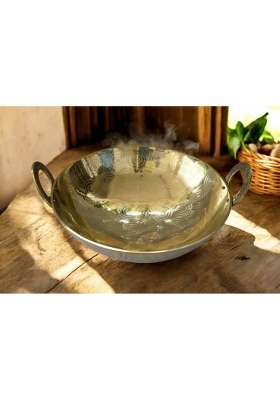 PTAL NAGRI Brass Kadai Wok for Cooking | 1.5 L | 1.6 Qt | Heavy Bottom | Handcrafted