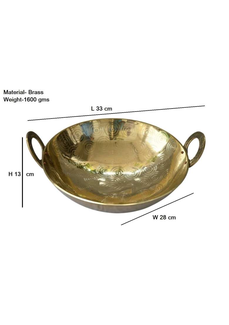 PTAL NAGRI Brass Kadai Wok for Cooking | 1.5 L | 1.6 Qt | Heavy Bottom | Handcrafted - Indya