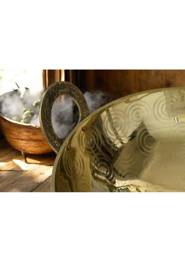 PTAL NAGRI Brass Kadai Wok for Cooking | 1.5 L | 1.6 Qt | Heavy Bottom | Handcrafted - Indya