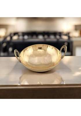 PITAL CRAFT VATIKA Pure Brass Heavy Weight Kadhai Wok for Cooking Food | Handcrafted