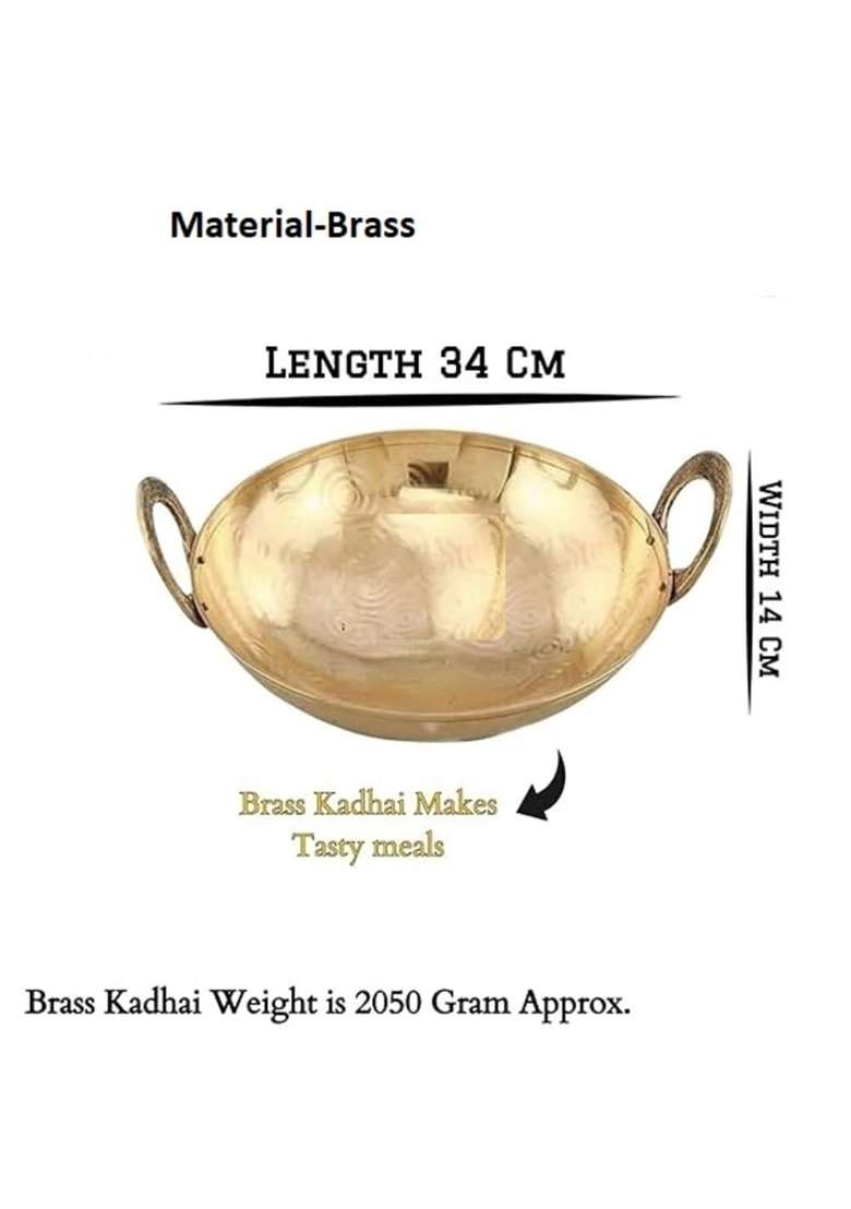PITAL CRAFT VATIKA Pure Brass Heavy Weight Kadhai Wok for Cooking Food | Handcrafted - Indya