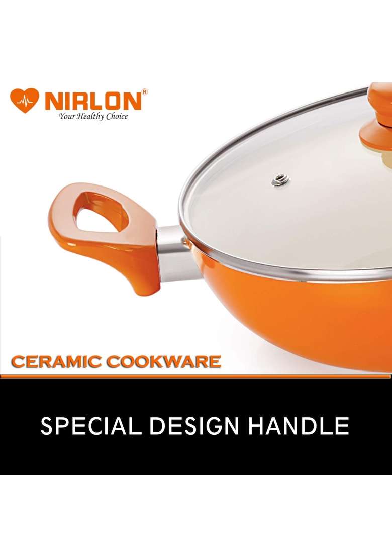 NIRLON Non-Stick Induction Ceramic Kadhai Wok - Indya