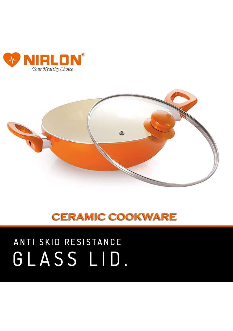 NIRLON Non-Stick Induction Ceramic Kadhai Wok - Indya