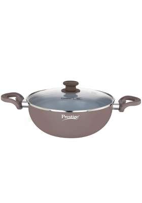 Prestige Ceraglide Duo Deep Kadai Wok with Lid Non-Stick Ceramic Coating | 3 L | 3.2 Qt | 24 cm | 9.4 Inch | Induction Compatible