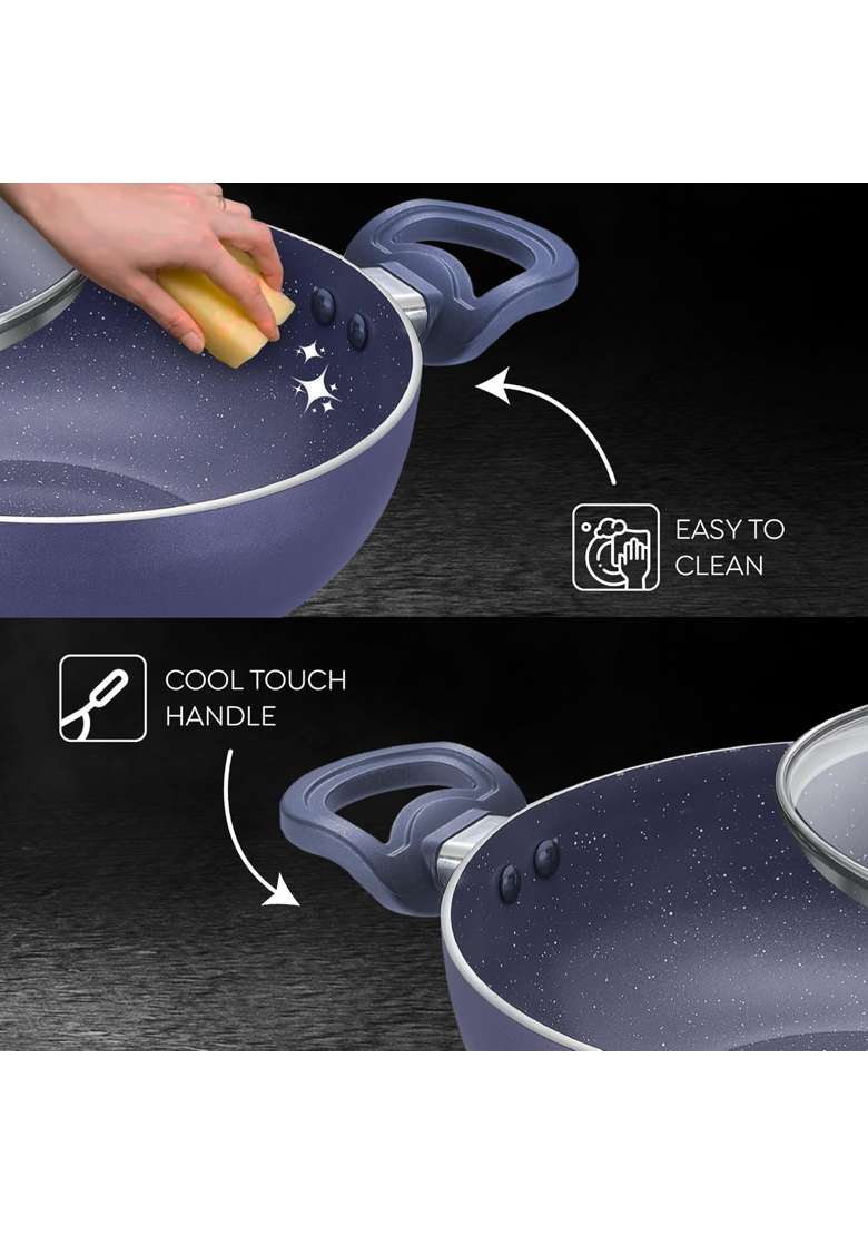 Prestige Ceraglide Ceramic Coated | 3 L | 3.2 Qt | 24 cm | 9.4 Inch | Induction Compatible | Non-Stick | With Lid - Indya