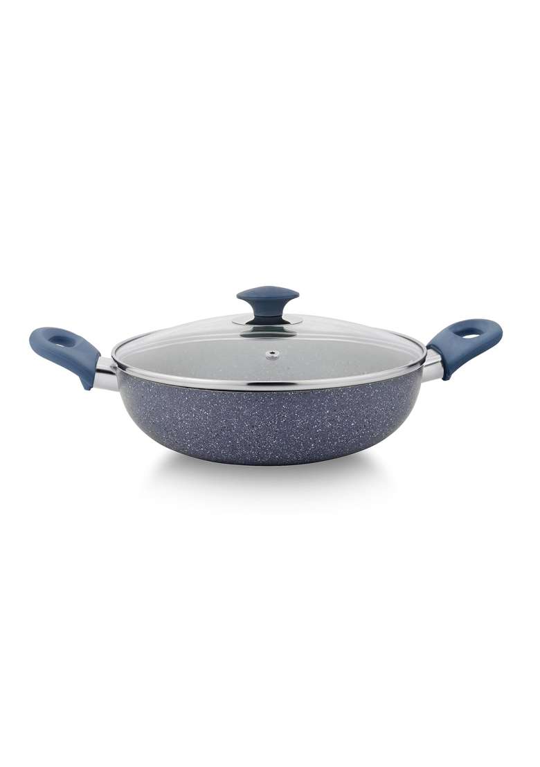 Prabha Kadai for Cooking Non Stick Kadhai with Lid | 2 L | 2.1 Qt | 22 cm | 8.7 Inch | Induction Compatible - Indya