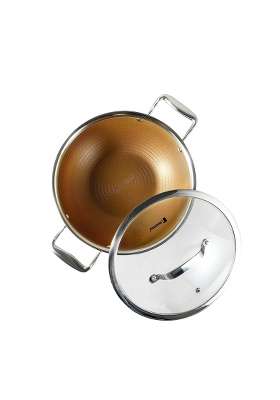 BERGNER Hitech Giro Gold Triply Stainless Steel Scratch Resistant Non Stick | 2.5 L | 2.6 Qt | 24 cm | 9.4 Inch | Induction Compatible | PFOA Free