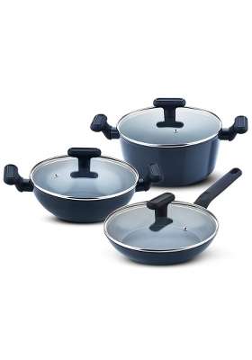 BERGNER Jade Non-Stick Ceramic Coated Cookware Set | 2.5 L | 2.6 Qt | 24 cm | 9.4 Inch | 6-Piece Set | Induction Compatible | PFOA Free