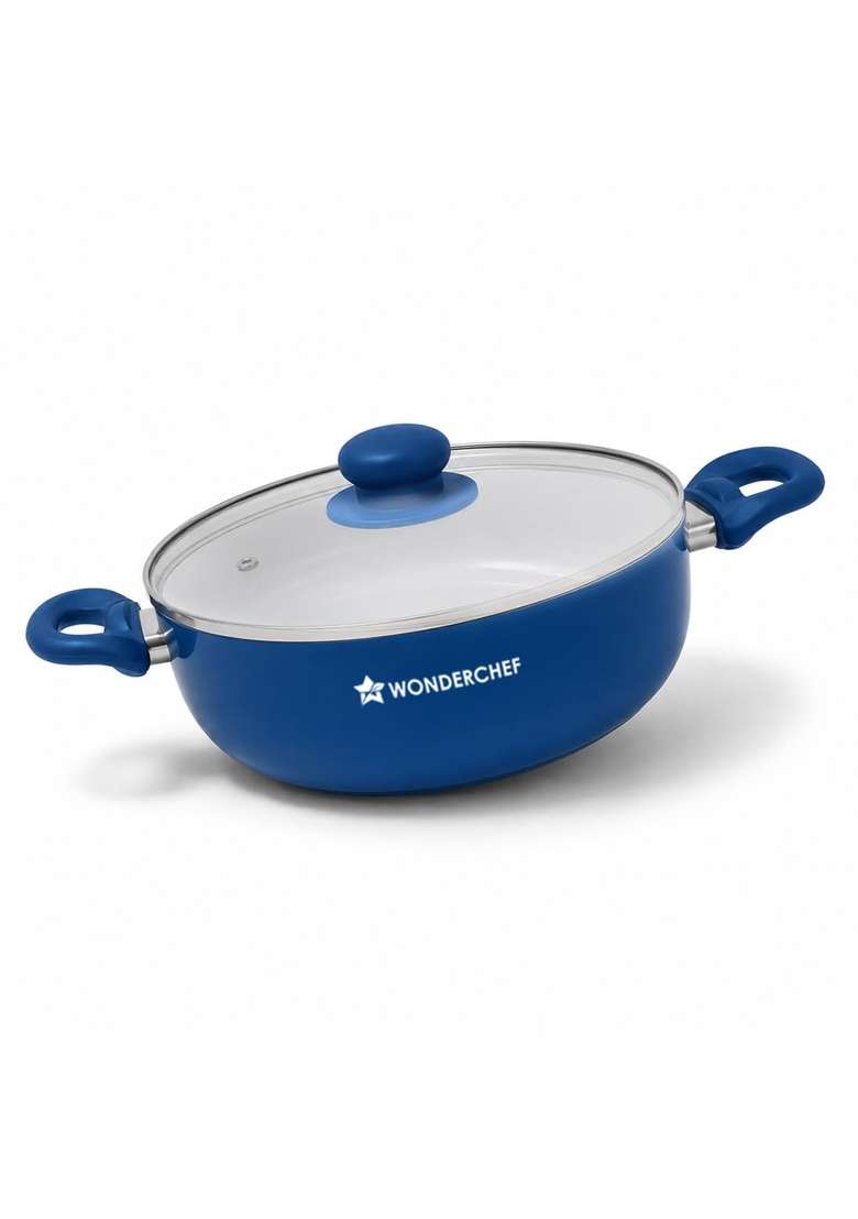 Wonderchef Natura Ceramic Casserole and Glass Lid for Cooking | 4.5 L | 4.8 Qt | 24 cm | 9.4 Inch | Induction Compatible | PFOA Free | Non-Toxic - Indya