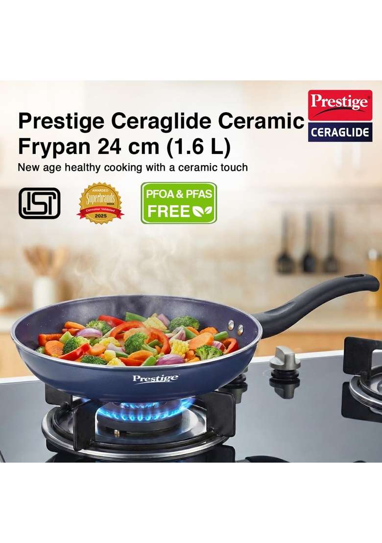 Prestige Ceraglide Ceramic Coated Non-Stick Fry Pan | 24 cm | 9.4 Inch | Induction Compatible - Indya