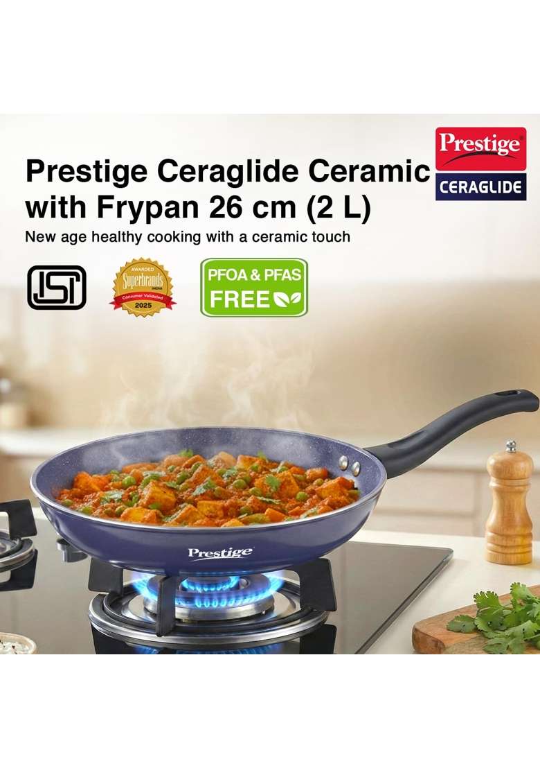 Prestige Ceraglide Ceramic Coated Non-Stick Fry Pan | 26 cm | 10.2 Inch | Induction Compatible - Indya
