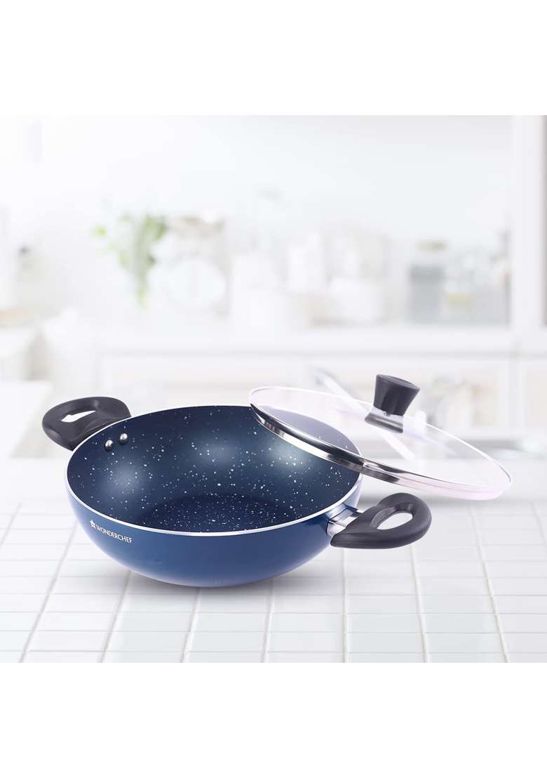 Wonderchef Galaxy Kadhai Wok with Lid | 2 L | 2.1 Qt | 24 cm | 9.4 Inch - Indya