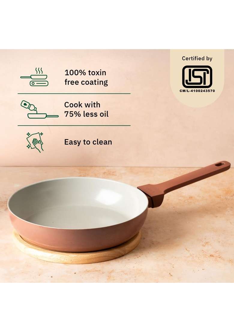 Ember Cookware Arcilla Ceramic Frying Pan | 24 cm | 9.4 Inch | Non-Toxic | Non-Stick - Indya