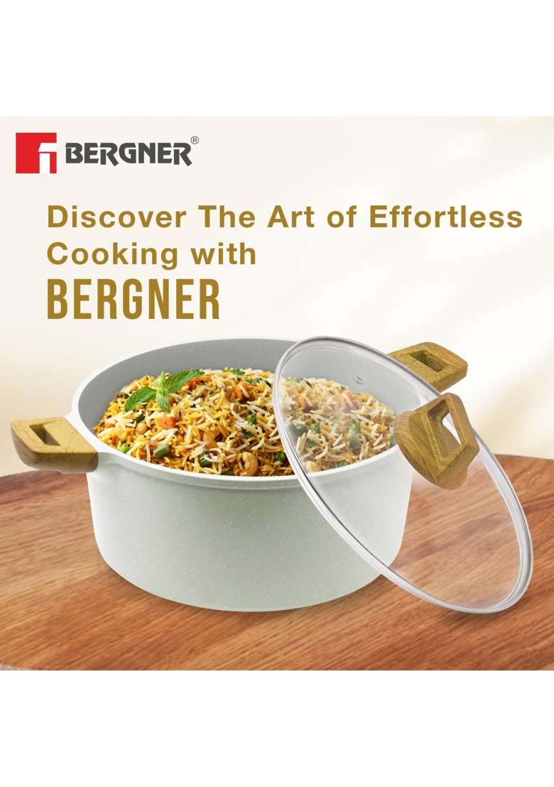 BERGNER Naturally Non-Stick Cookware Set | 3.5 L | 3.7 Qt | 24 cm | 9.4 Inch | 4-Piece Set | Induction Compatible | With Lid - Indya
