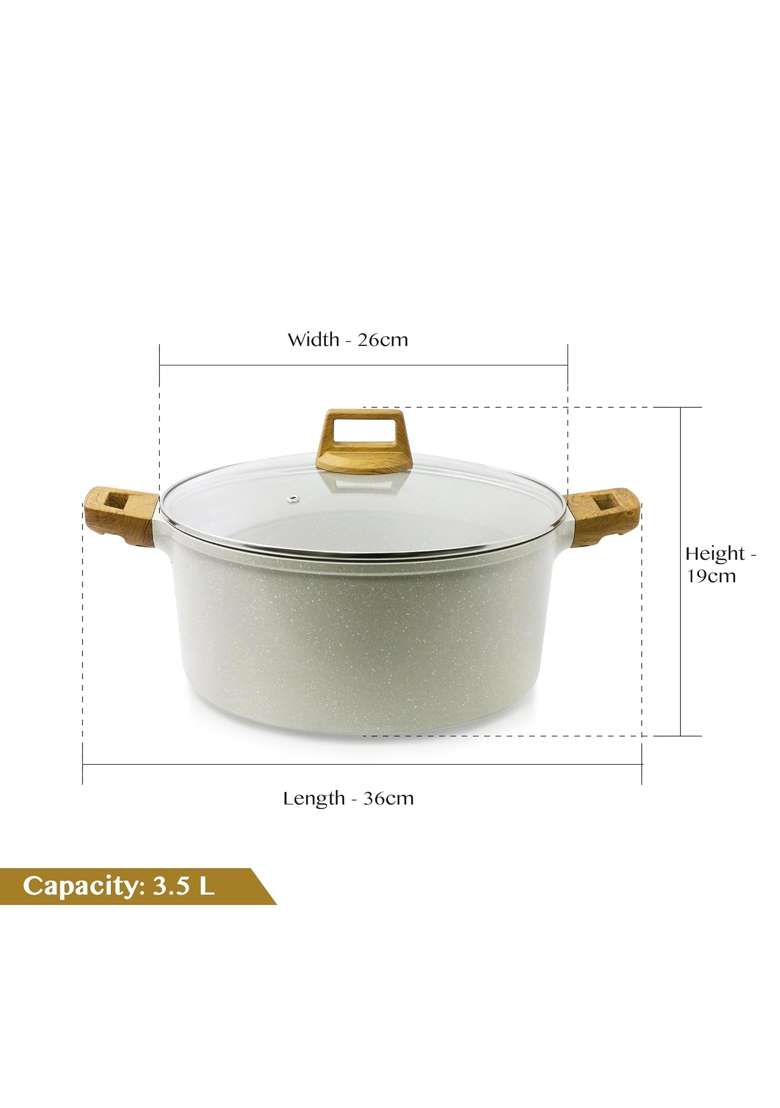 BERGNER Naturally Non-Stick Cookware Set | 3.5 L | 3.7 Qt | 24 cm | 9.4 Inch | 4-Piece Set | Induction Compatible | With Lid - Indya