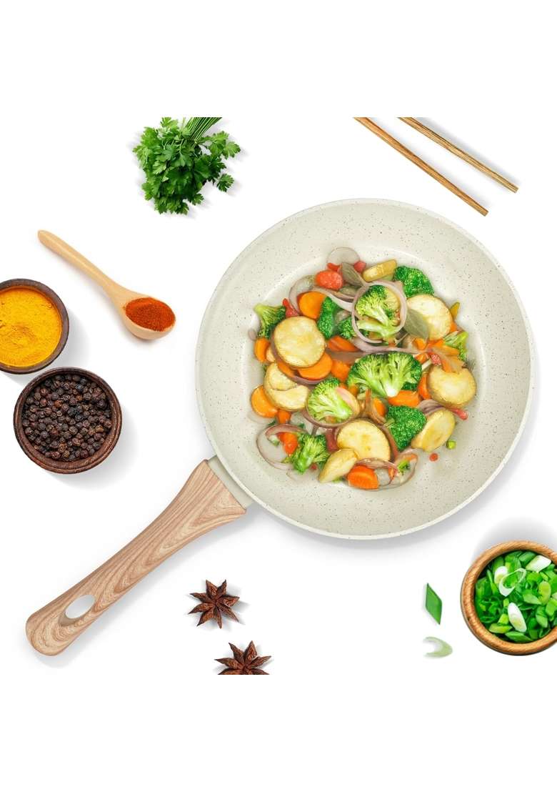 SOLARA Belmont Ceramic Fry Pan Non Stick | 24 cm | 9.4 Inch | Induction Compatible | Dishwasher Safe | PFOA Free - Indya
