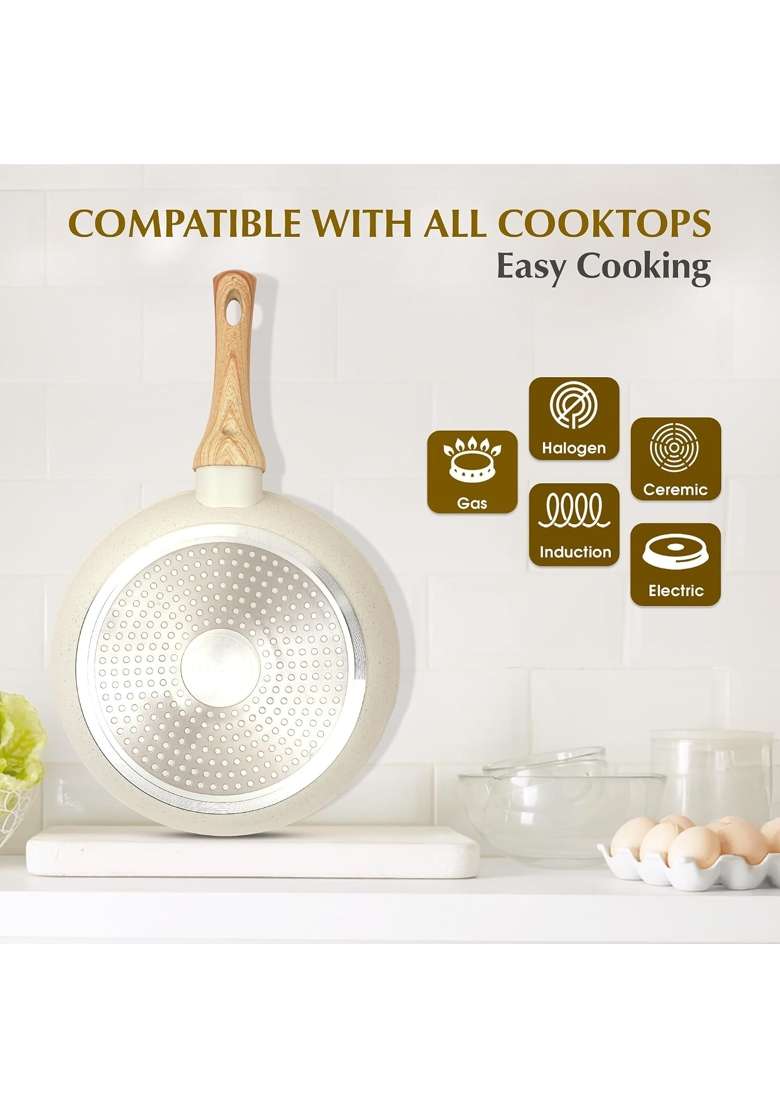 SOLARA Belmont Ceramic Fry Pan Non Stick | 24 cm | 9.4 Inch | Induction Compatible | Dishwasher Safe | PFOA Free - Indya