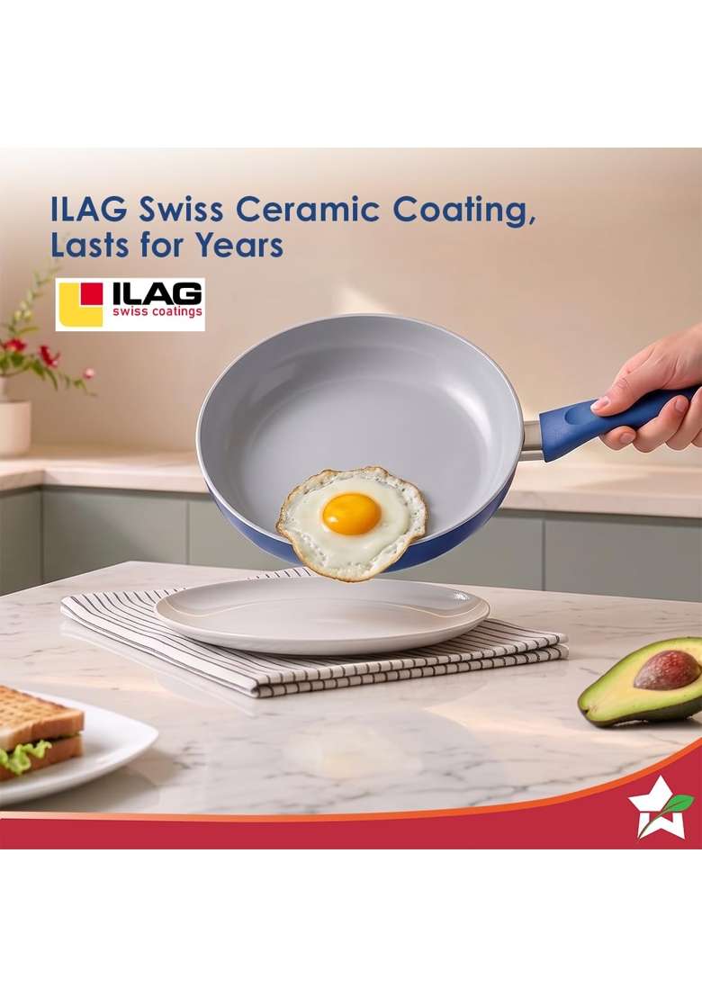 Wonderchef Natura Ceramic Fry Pan for Cooking | 1.2 L | 1.3 Qt | 20 cm | 7.9 Inch | Induction Compatible | PFOA Free | Non-Toxic - Indya