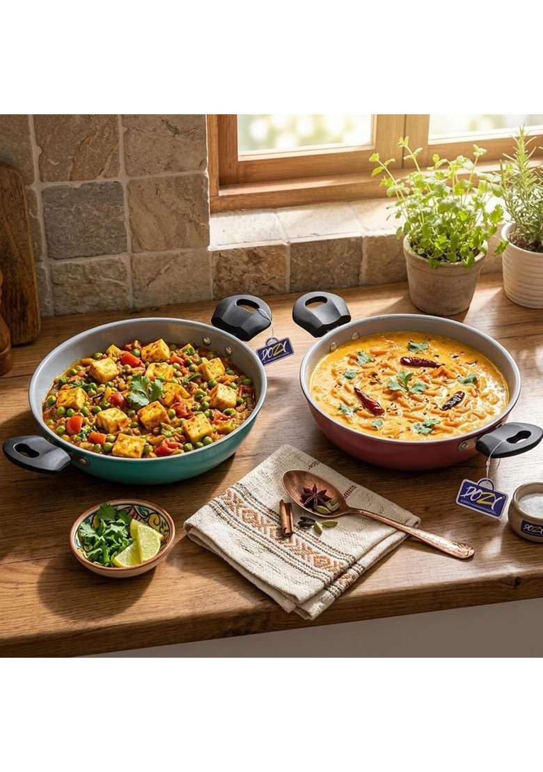 DOZY Premium Iron-Rich Nonstick Combo | 28 cm | 11 Inch | Induction Compatible - Indya