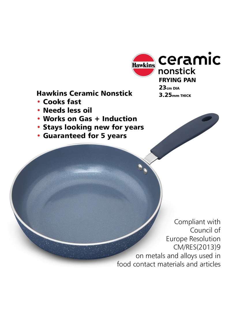 Hawkins Ceramic Nonstick Frying Pan | 23 cm | 9.1 Inch | Induction Compatible - Indya