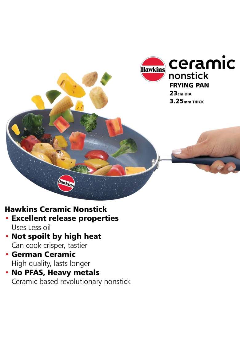 Hawkins Ceramic Nonstick Frying Pan | 23 cm | 9.1 Inch | Induction Compatible - Indya
