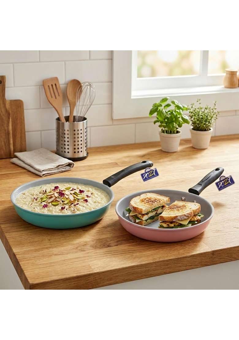 DOZY Premium Iron-Rich Non-Stick Fry Pan Set | 23 cm | 9.1 Inch | Induction Compatible - Indya